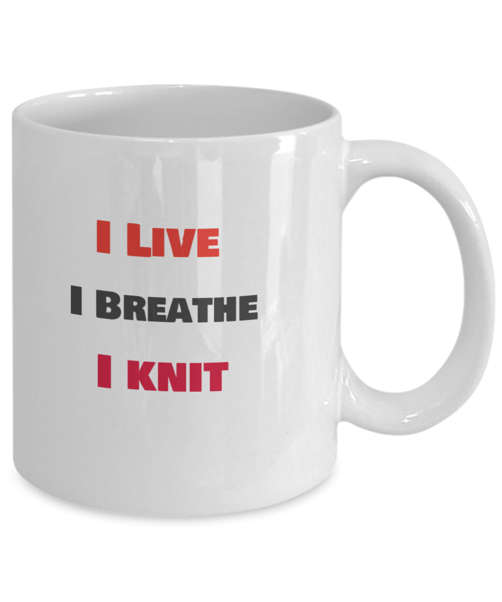 I Live - I breathe - I Knit - Red and black