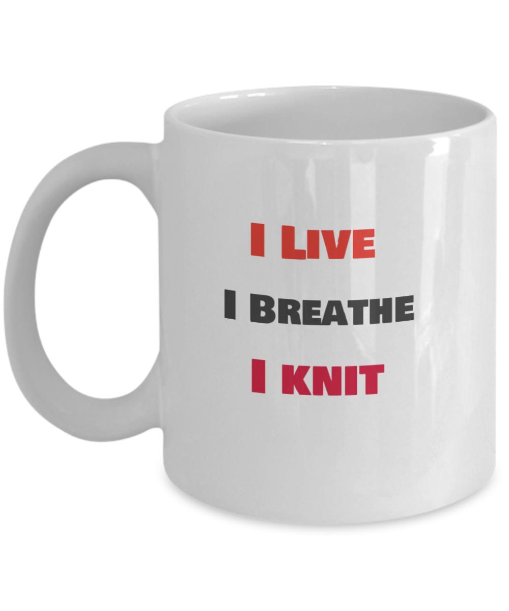 I Live - I breathe - I Knit - Red and black